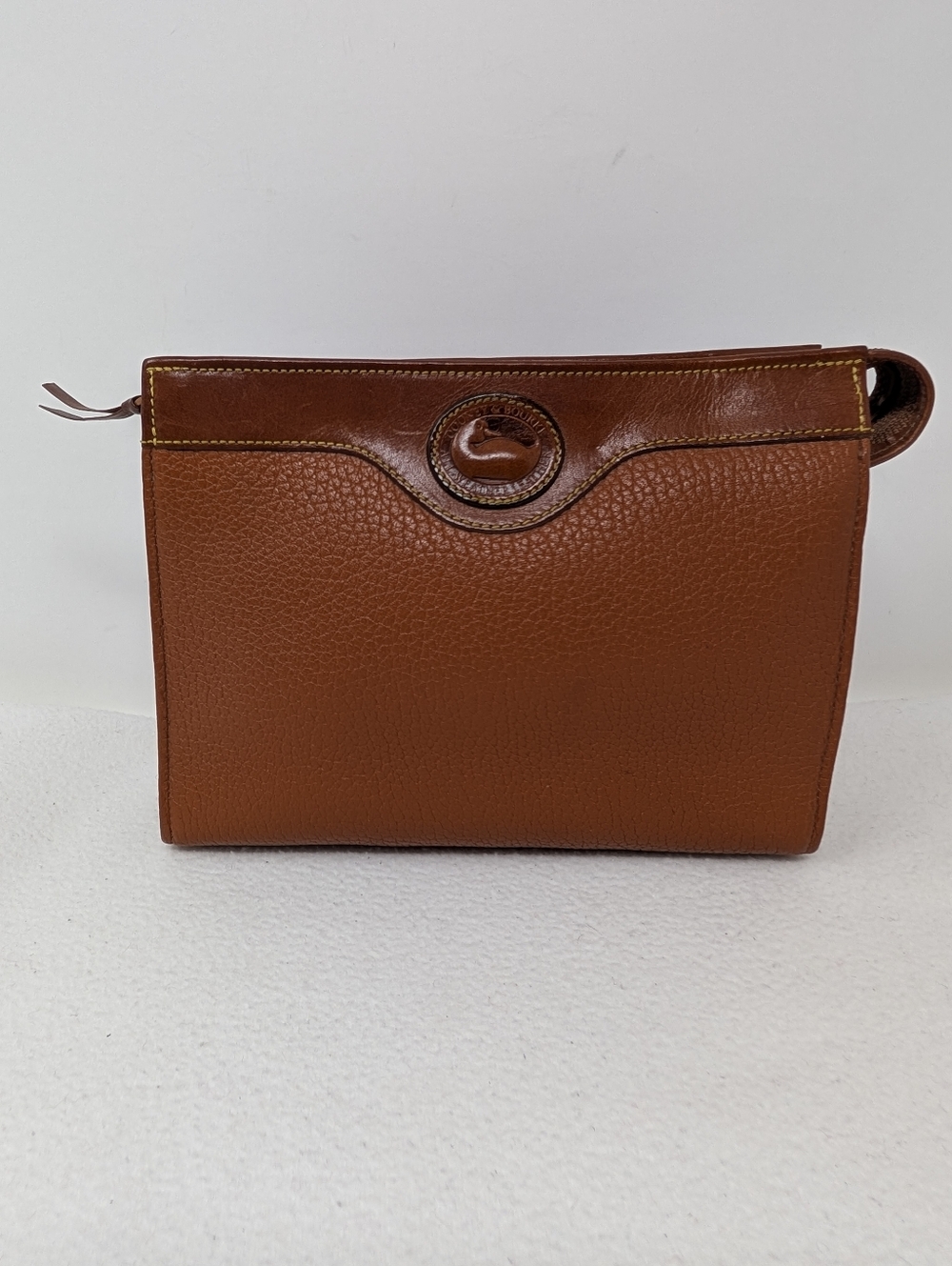 Women's Vintage Dooney & Bourke All Weather Leather British Tan Cosmetic Bag